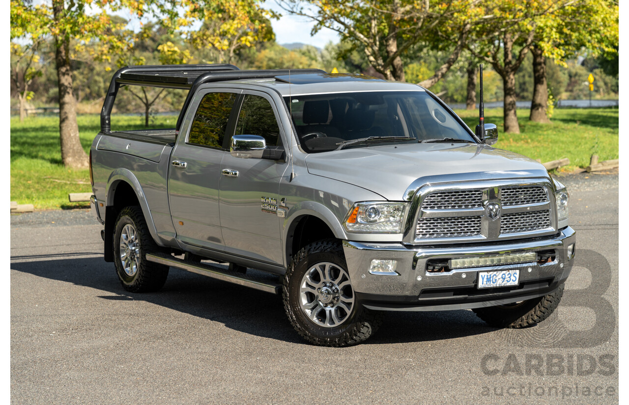 10/2017 (ASV) Dodge Ram 2500 HD Laramie RamBox (4x4) 4d Crew Cab Utility Bright Silver Metallic Turbo Diesel Cummins 6.7L