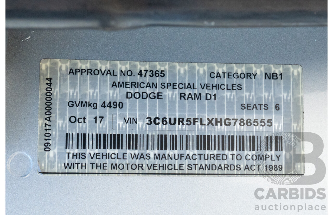 10/2017 (ASV) Dodge Ram 2500 HD Laramie RamBox (4x4) 4d Crew Cab Utility Bright Silver Metallic Turbo Diesel Cummins 6.7L