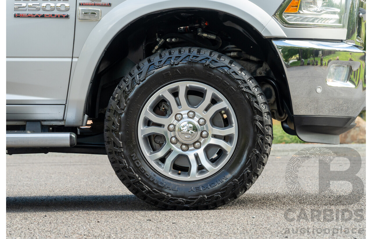 10/2017 (ASV) Dodge Ram 2500 HD Laramie RamBox (4x4) 4d Crew Cab Utility Bright Silver Metallic Turbo Diesel Cummins 6.7L