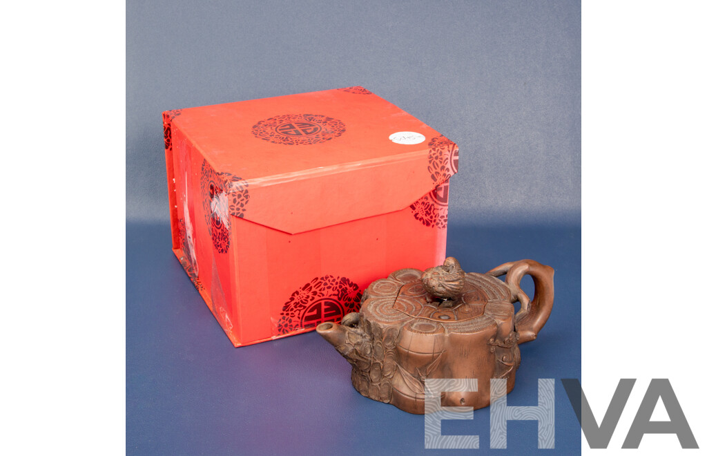 Chinese Yixing Zisha Clay Teapot in Tree Stump Form