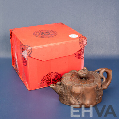 Chinese Yixing Zisha Clay Teapot in Tree Stump Form