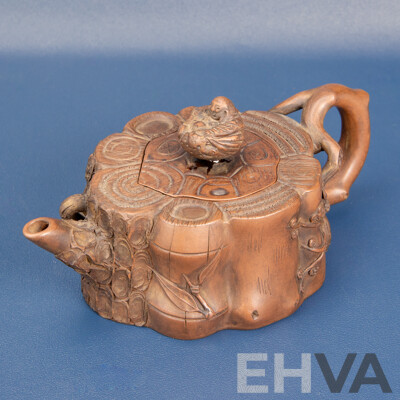 Chinese Yixing Zisha Clay Teapot in Tree Stump Form