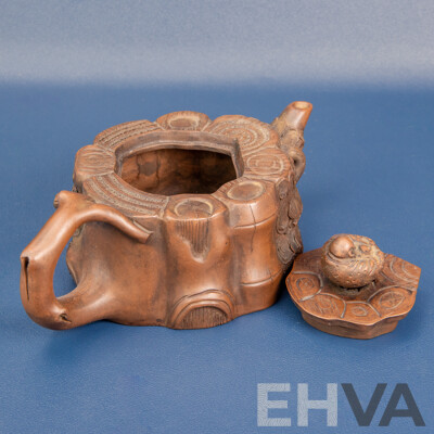 Chinese Yixing Zisha Clay Teapot in Tree Stump Form