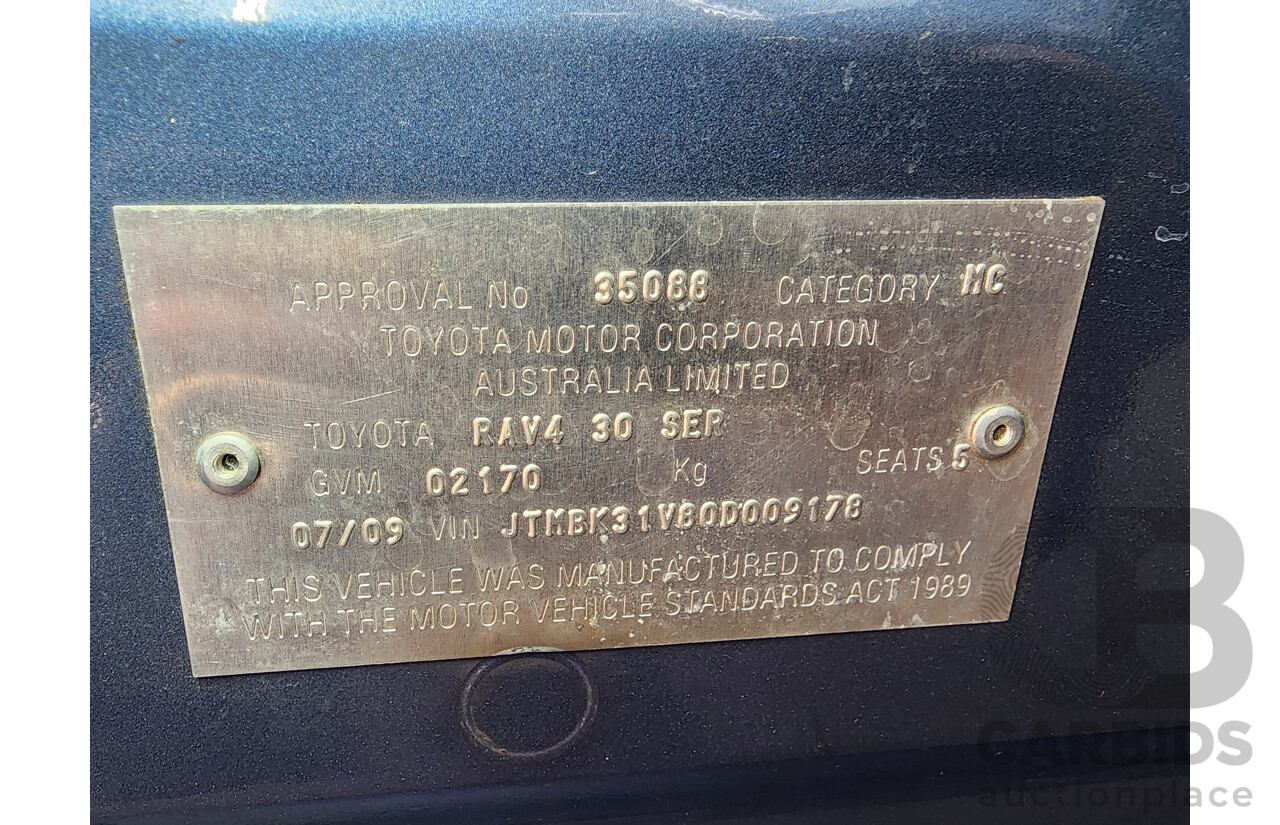 7/2009 Toyota Rav4 SX6 GSA33R 08 UPGRADE 4d Wagon Blue 3.5L