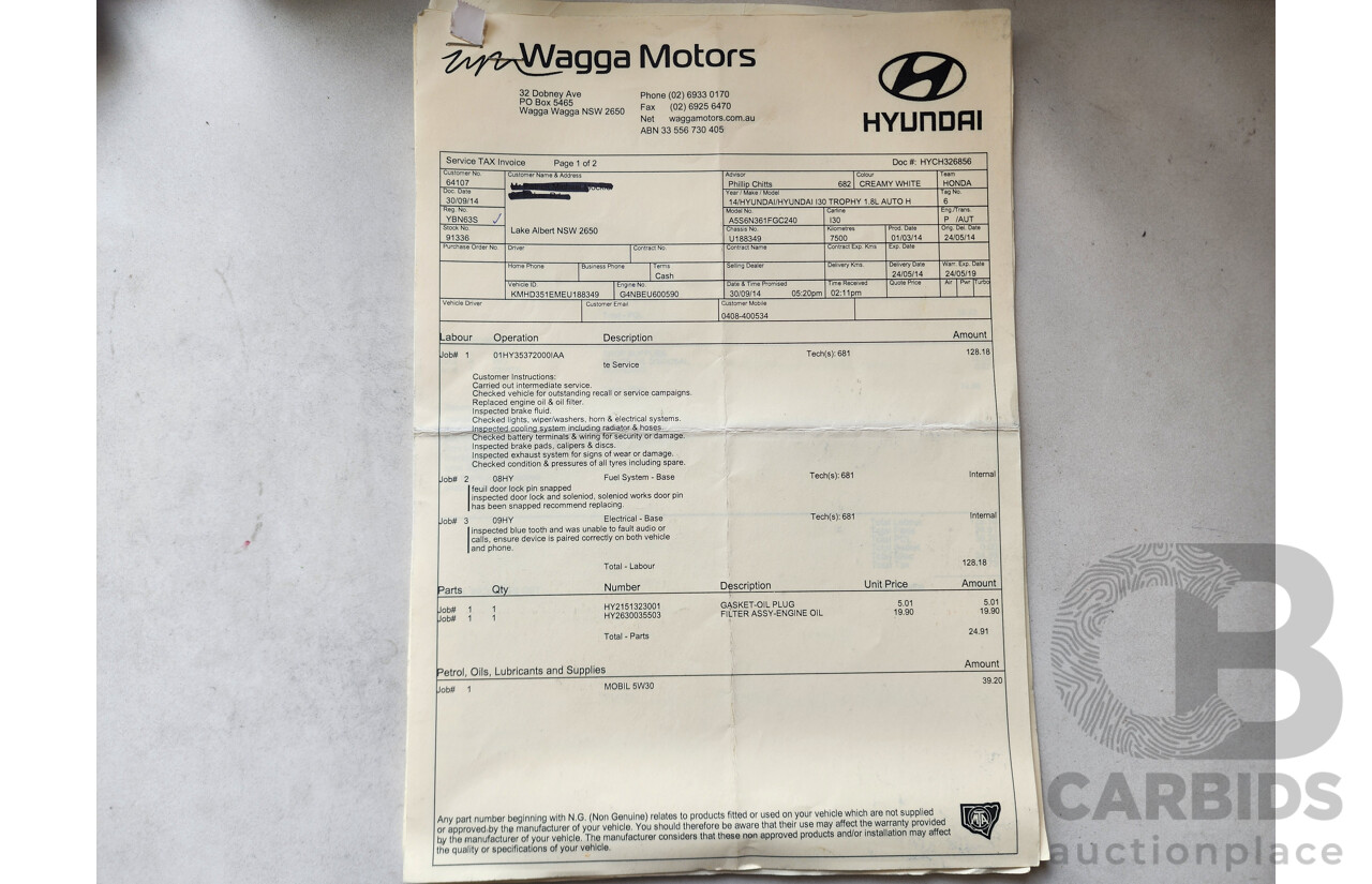 4/2014 Hyundai i30 Trophy GD MY14 5d Hatchback White 1.8L