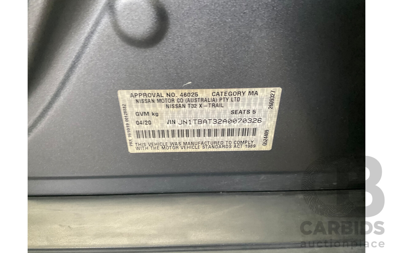 04/2020 Nissan X-Trail ST (FWD) T32 Series 2 4d Wagon Gun Grey Metallic 2.5L