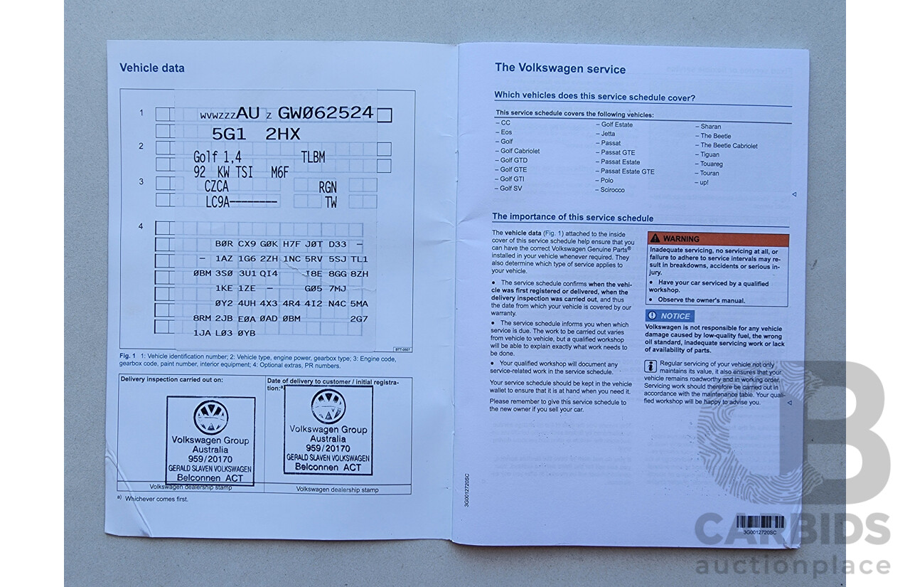 9/2015 Volkswagen Golf 92 TSI Trendline AU MY16 5d Hatchback White 1.4L