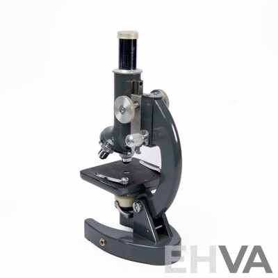 Vintage Gold Cup Battery Powered Microscope 80x-1200x in Original Timber Case, Made in Japan