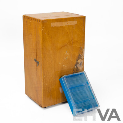 Vintage Gold Cup Battery Powered Microscope 80x-1200x in Original Timber Case, Made in Japan