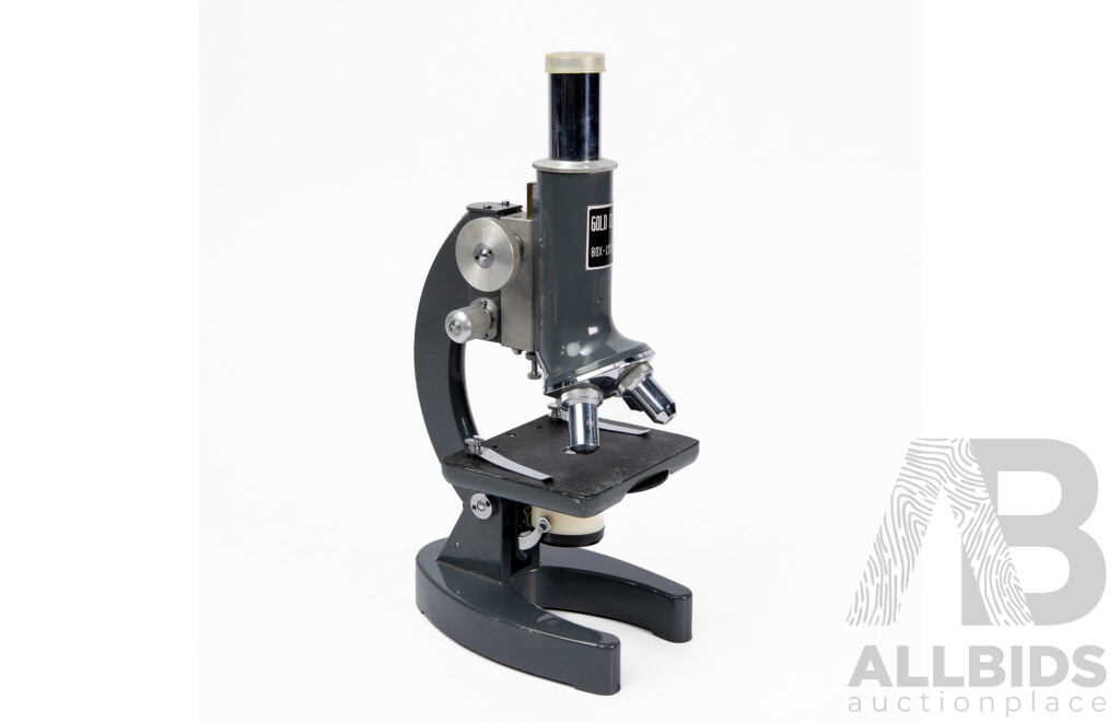 Vintage Gold Cup Battery Powered Microscope 80x-1200x in Original Timber Case, Made in Japan