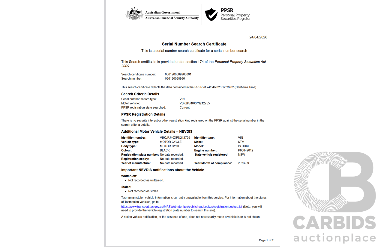 2023 KTM IS DUKE Motorcycle