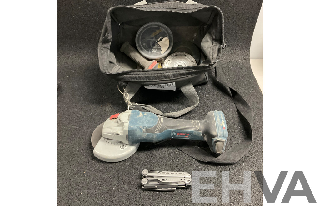 Bosch GWS- 18V-15P Cordless Angle Grinder with Assorted Accessories