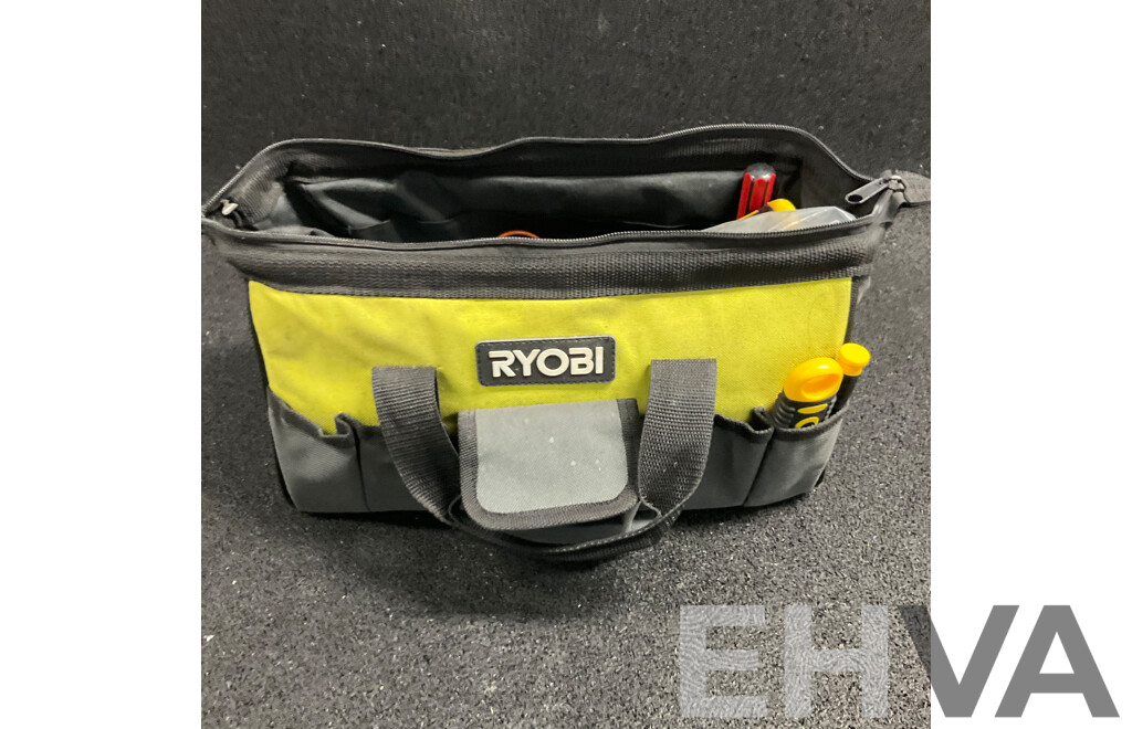 Assorted Hand Tools in Ryobi Carry Bag