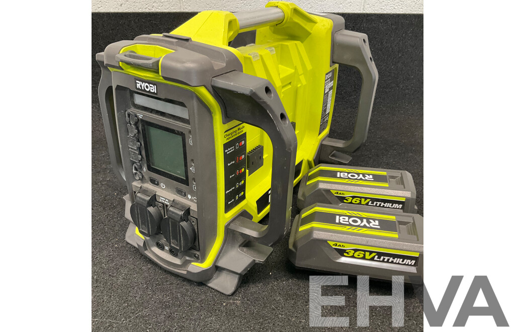 RYOBI 36V Power Station Inverter with Two 4.Ah 36V Batteries - Lot of 3