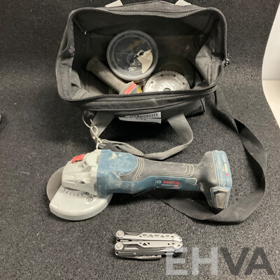 Bosch GWS- 18V-15P Cordless Angle Grinder with Assorted Accessories