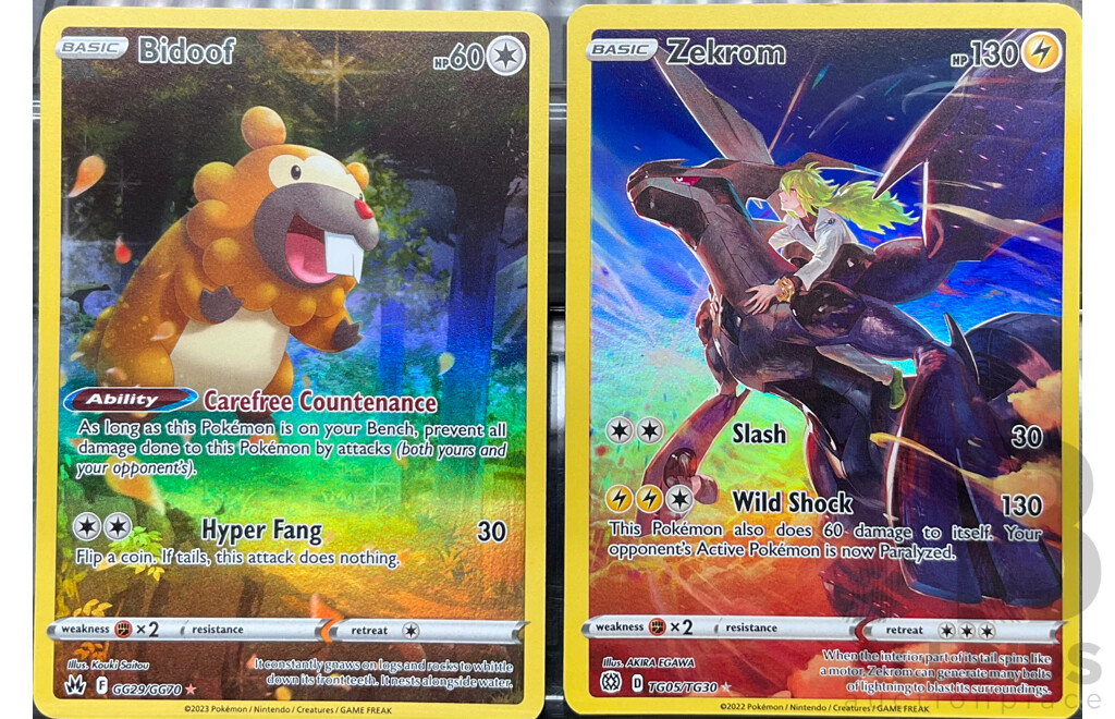 2022 TG05/TG30 Zekrom & 2023 GG29/GG70 Bidoof & GG21/GG70 Hisuian Goodra Illustration Card (EN) - Lot of 3