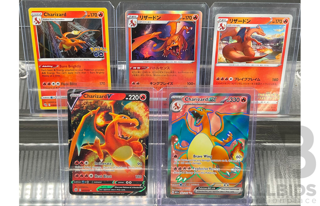 Collection of Pokémon Charizard Trading Card Game (EN & JP) - Lot of 5