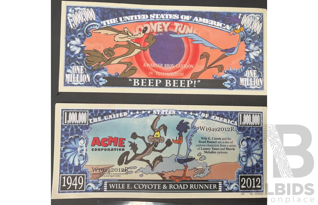 2021 Pokemon Card Greeting Nippon 84 Stamps & Nippon 63 Stamps with 2x Coyote and Road Runner 1 Million Dollar Collectible Novelty Money