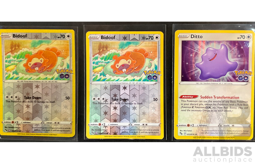 Pokemon Go Bidoof (Peelable Ditto) Unpeeled X2 & Numel (Peelable Ditto) Peeled X1