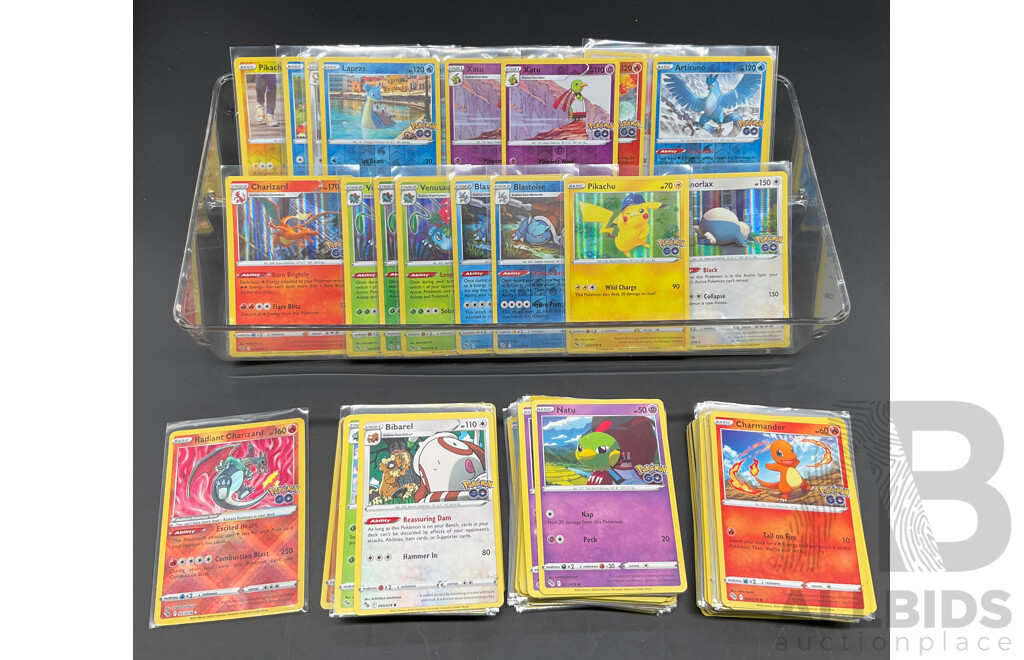 Radiant Charizard & Assorted Pokemon GO Stamp Pokemon Cards (EN)