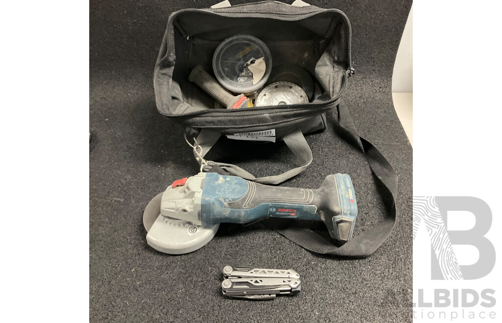 Bosch GWS- 18V-15P Cordless Angle Grinder with Assorted Accessories