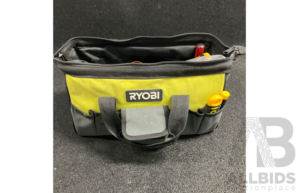 Assorted Hand Tools in Ryobi Carry Bag