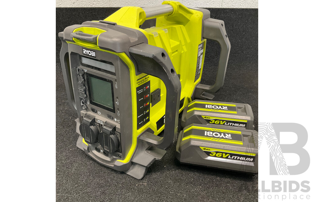 RYOBI 36V Power Station Inverter with Two 4.Ah 36V Batteries - Lot of 3