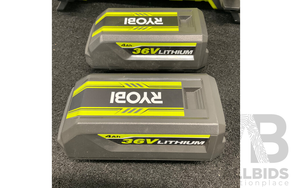 RYOBI 36V Power Station Inverter with Two 4.Ah 36V Batteries - Lot of 3