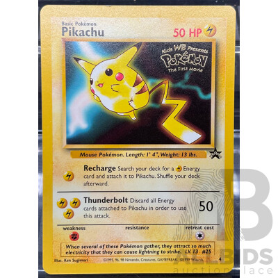 1999 04/53 Pikachu Kids WB Presents PokemonThe First Movie Card (EN)
