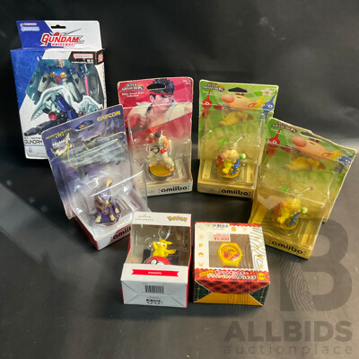 Assorted Anime Figures Includes Gundam, Pikachu, Super Smash and More