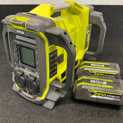 RYOBI 36V Power Station Inverter with Two 4.Ah 36V Batteries - Lot of 3