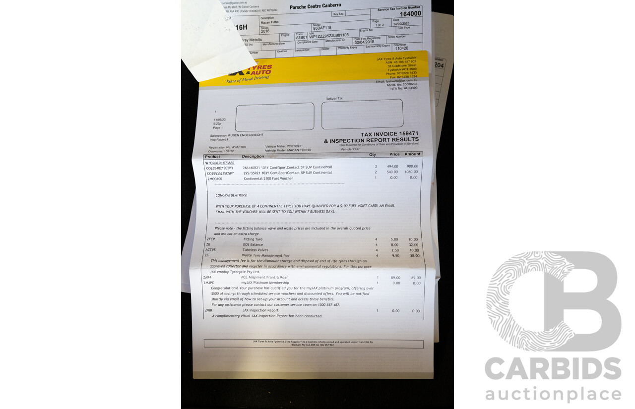 1/2018 Porsche Macan Turbo (AWD) 95B MY18 4D Wagon Agate Grey Metallic Twin Turbo V6 3.6L