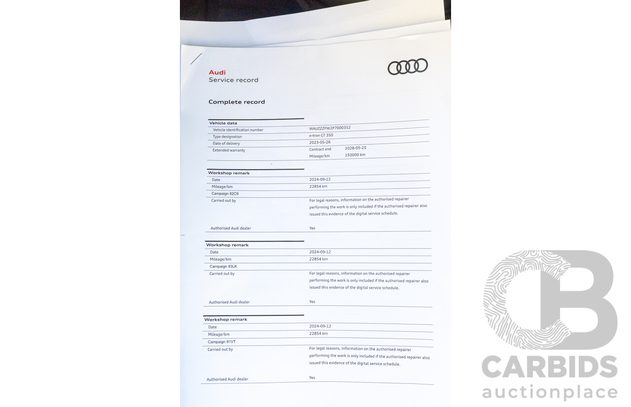 3/2023 Audi E-Tron GT Quattro (AWD) MY23 4d Coupe Mythos Black Metallic - Dedicated Electric EV 350kW