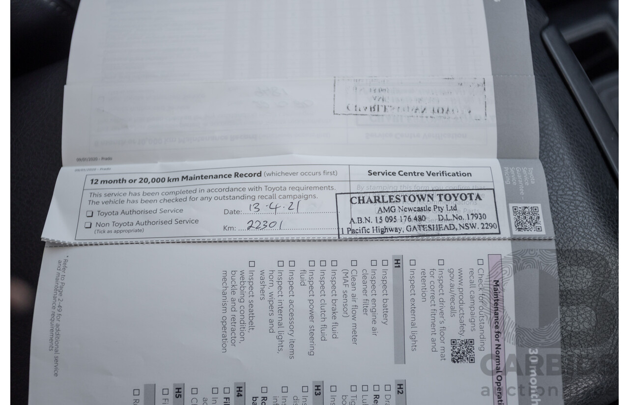 05/2020 Toyota Landcruiser PRADO VX (4x4) GDJ150R MY18 4D Wagon Pearl White Turbo Diesel 2.8L - 7 Seats