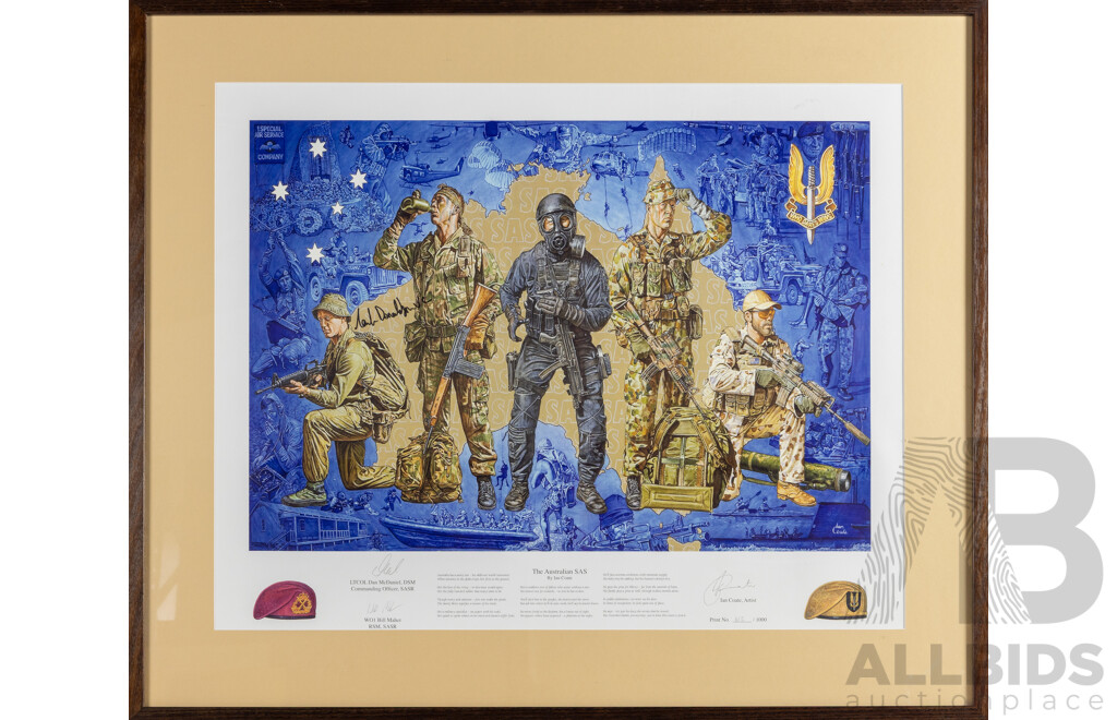 Ian Coate (20th Century, Australian), the Australian SAS, Signed and Editioned Commemorative Colour Print, 76 x 89 cm (frame)