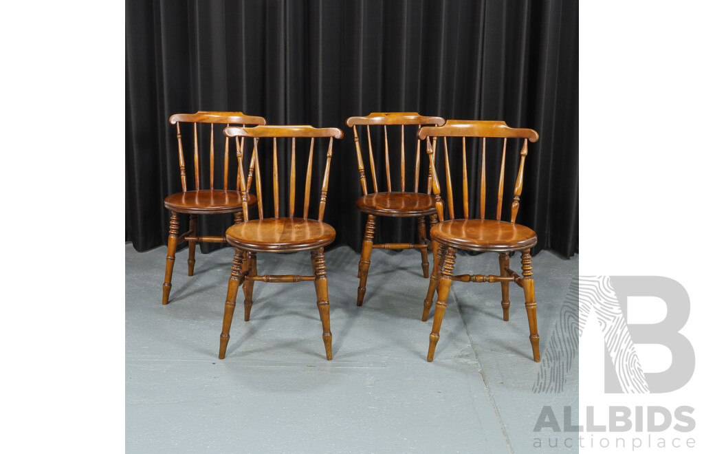 Set of Four Country Style Timber Dining Chairs