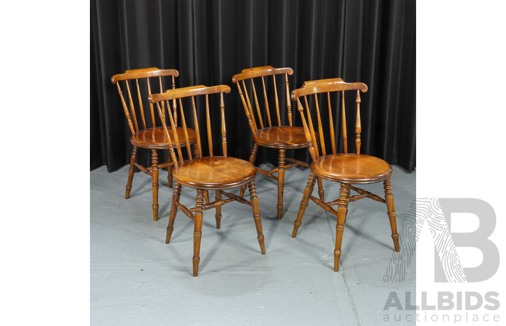 Set of Four Country Style Timber Dining Chairs