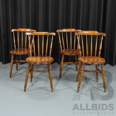 Set of Four Country Style Timber Dining Chairs