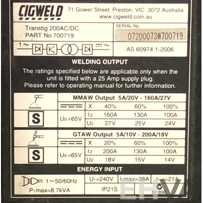 Cigweld Transtig 200 AC/DC Inverter TIG Welder