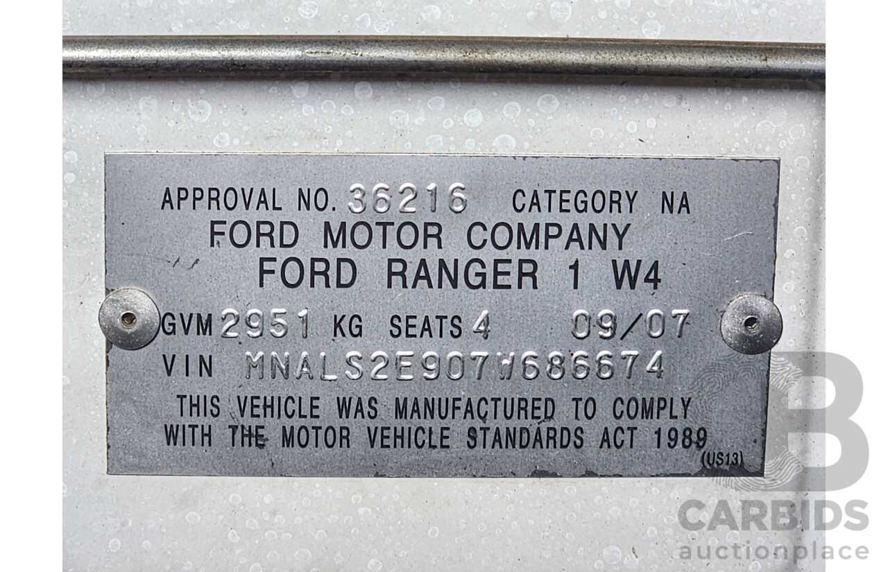 9/2007 Ford Ranger XL (4x2) PJ Super Cab P/Up White 3.0L