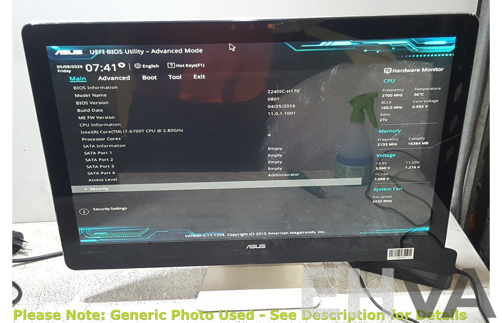 ASUS (Z240IC-H170) Zen AiO Pro Intel Core i7 (6700T) 2.80GHz-3.60GHz 4-Core CPU 23.8-Inch Touchscreen All-in-One Computer w/ Power Supply