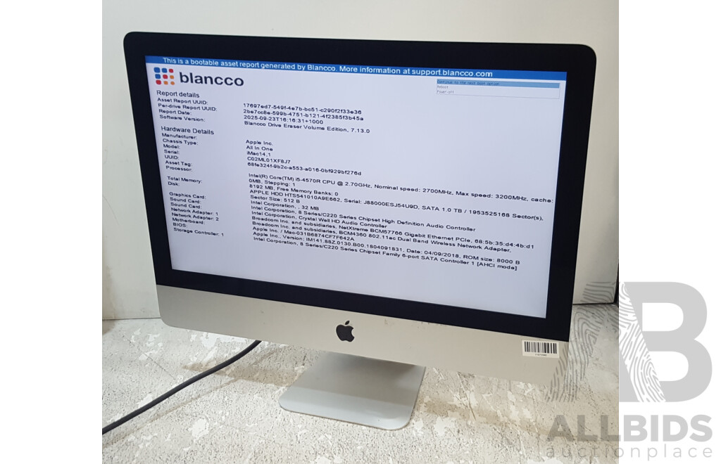 Apple (A1418) Intel Core i5 (4570R) 2.70GHz-3.20GHz 4-Core CPU 21.5-Inch iMac (Late-2013)