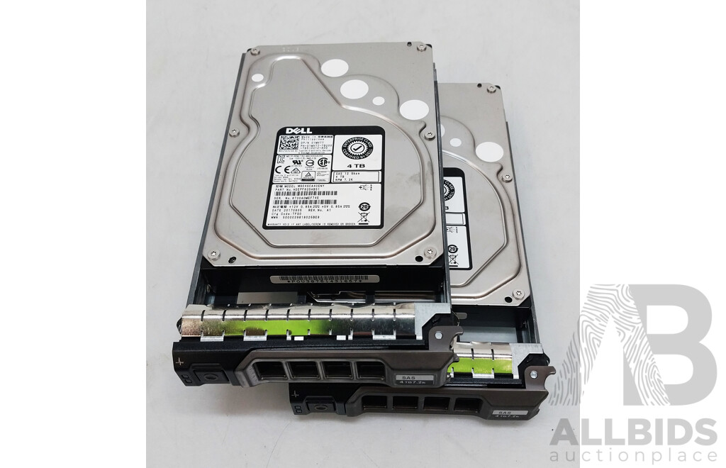 Lot of Two Dell 4TB SAS 12 Gbs 7.2k RPM Enterprise Class Hard Disk Drive