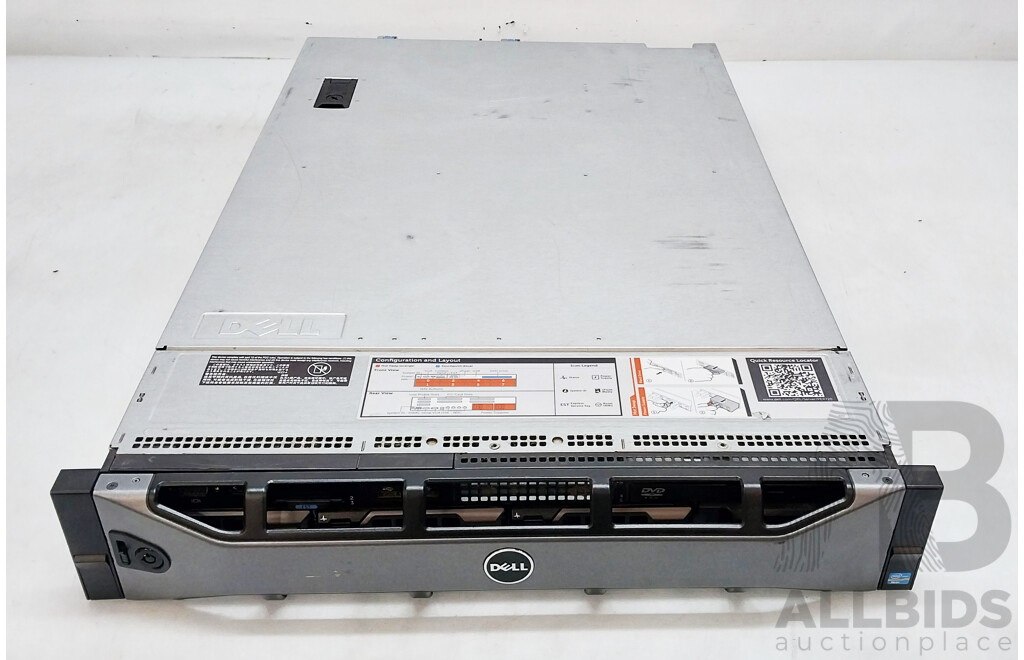 Dell (E14S) PowerEdge R720 Dual Intel Xeon (E5-2609) 2.4GHz 4-Core CPU 2RU Server W/ 32GB DDR3