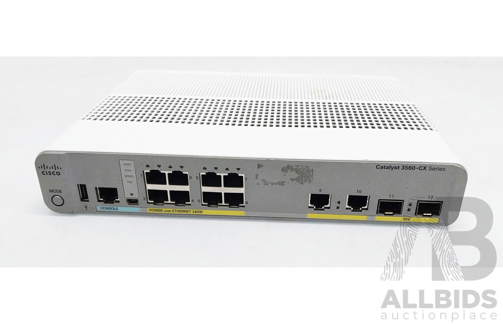 Cisco (WS-C3560CX-12PD-S) Catalyst 3560-CX Series 12-Port Gigabit Ethernet PoE+ Compact Switch