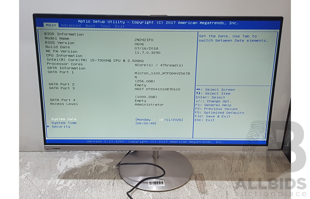 ASUS (ZN242IFD) Intel Core i5 (7300HQ) 2.50GHz-3.50GHz 4-Core CPU 23.8-Inch All-in-One Computer w/ Power Supply