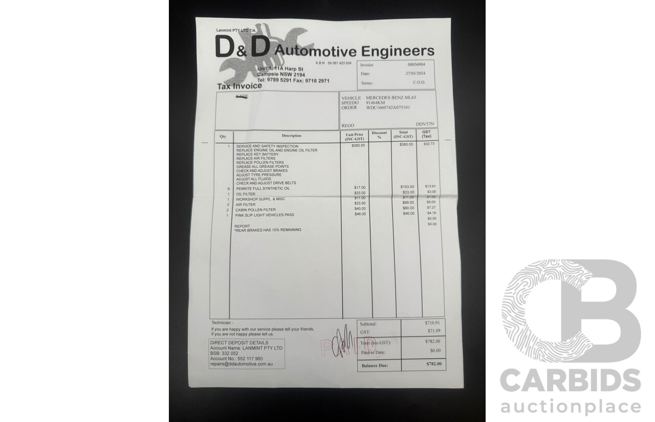 6/2012 Mercedes-Benz ML 63 AMG (4x4) 166 4d Wagon Palladium Silver Metallic Twin Turbo V8 5.5L