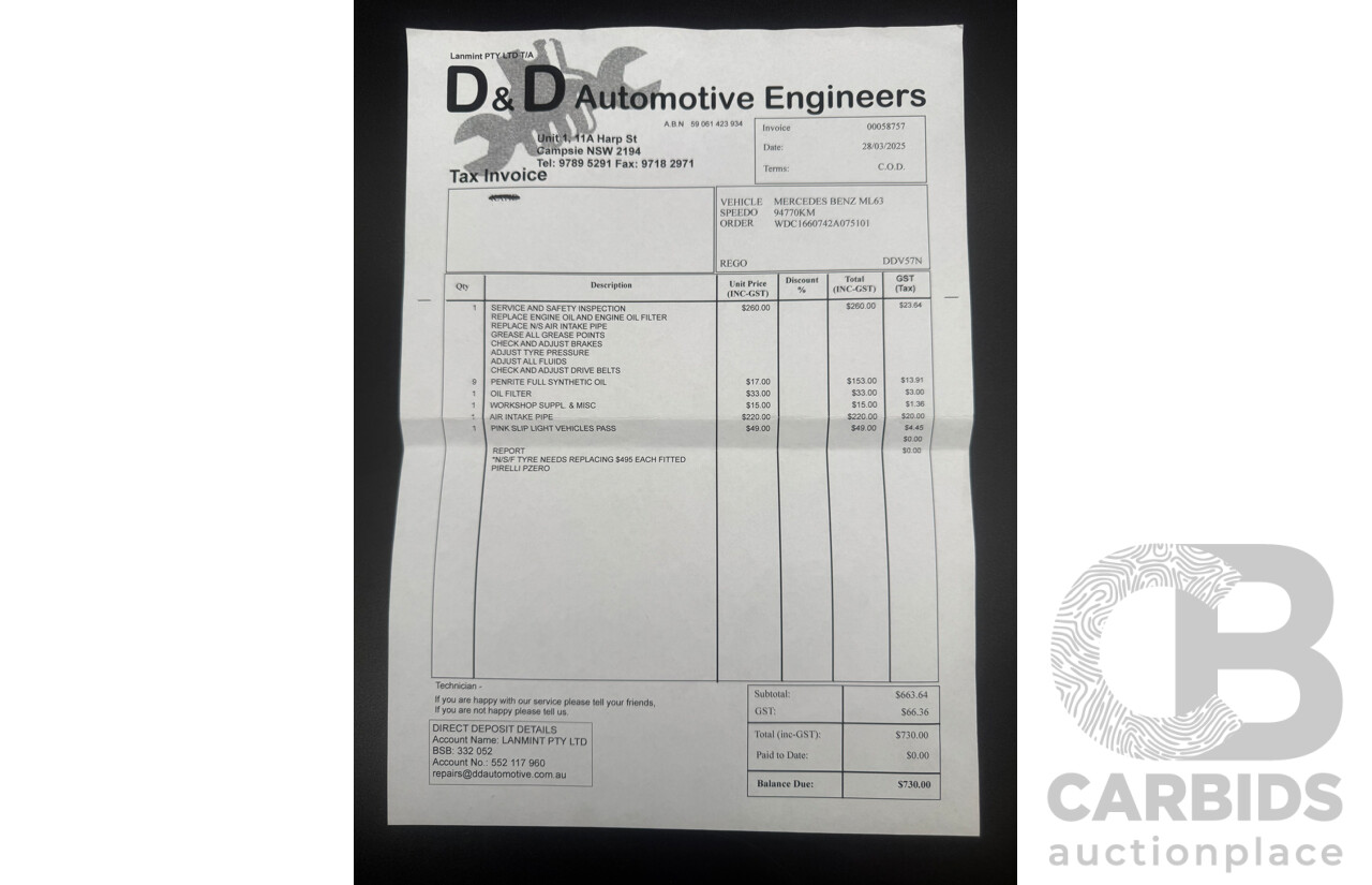 6/2012 Mercedes-Benz ML 63 AMG (4x4) 166 4d Wagon Palladium Silver Metallic Twin Turbo V8 5.5L