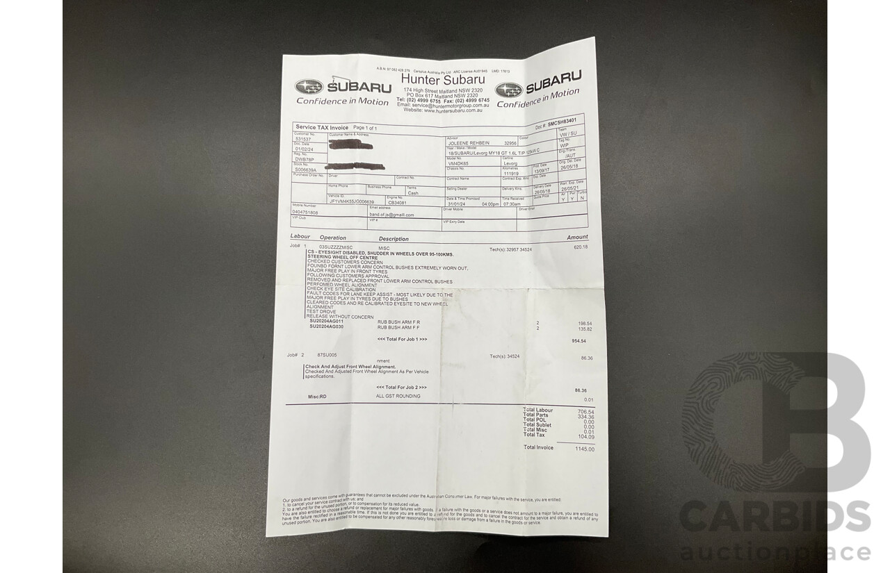 10/2017 Subaru Levorg 1.6 GT (AWD) AWD MY18 4D Wagon Steel Blue Grey Metallic Turbo 1.6L