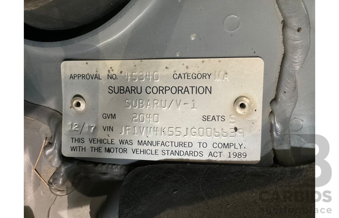 10/2017 Subaru Levorg 1.6 GT (AWD) AWD MY18 4D Wagon Steel Blue Grey Metallic Turbo 1.6L